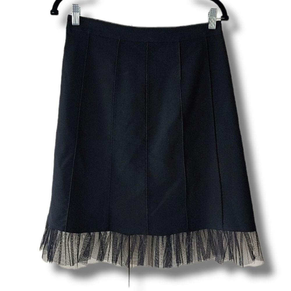 Black Knee Length Skirt with cute Tulle Ruffle
